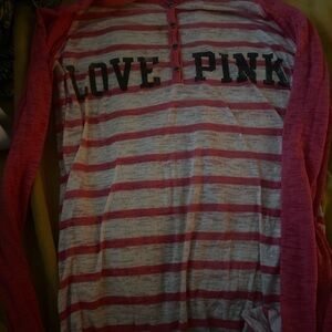 PINK Victoria's Secret Love Pink Striped Long Sleeve Tee